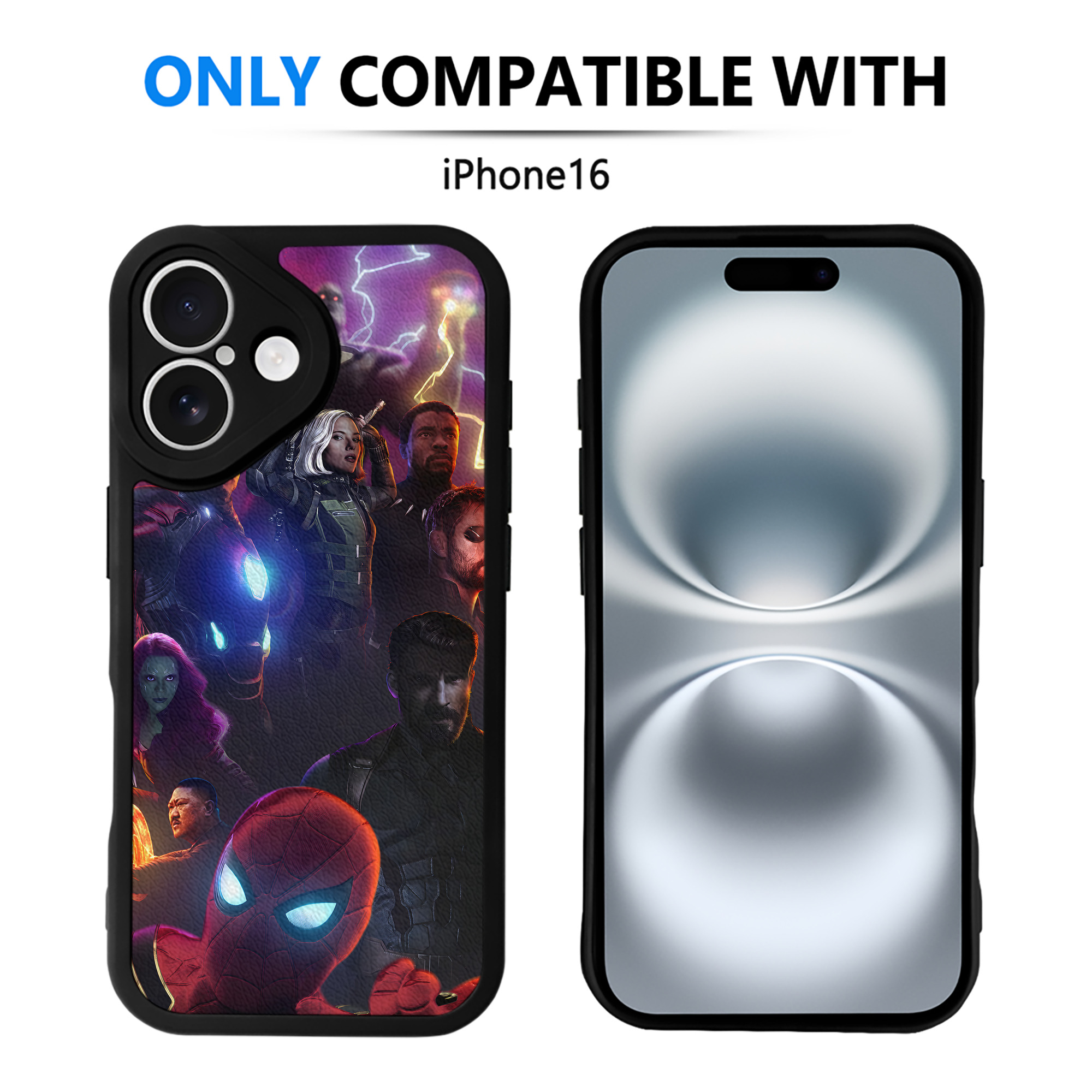 （画像用） アベンジャーズ The Avengers 【iPhone 16シリーズ対応】シリコンスマホケース（レザー調） 材質：シリコン